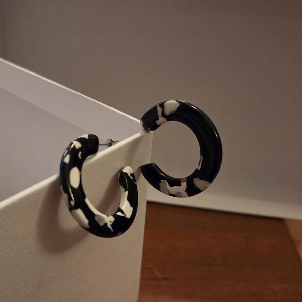 Black and White Hoop Earrings